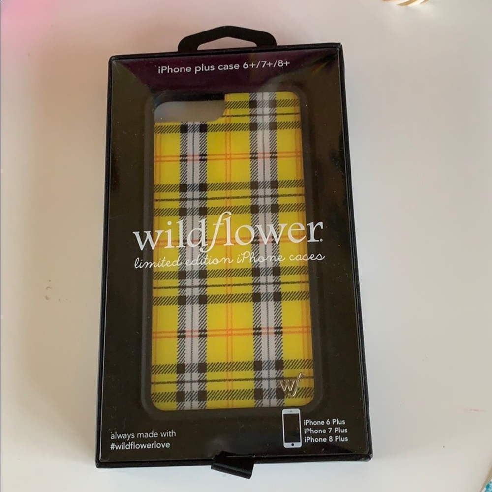 Yellow plaid wildflower phone case